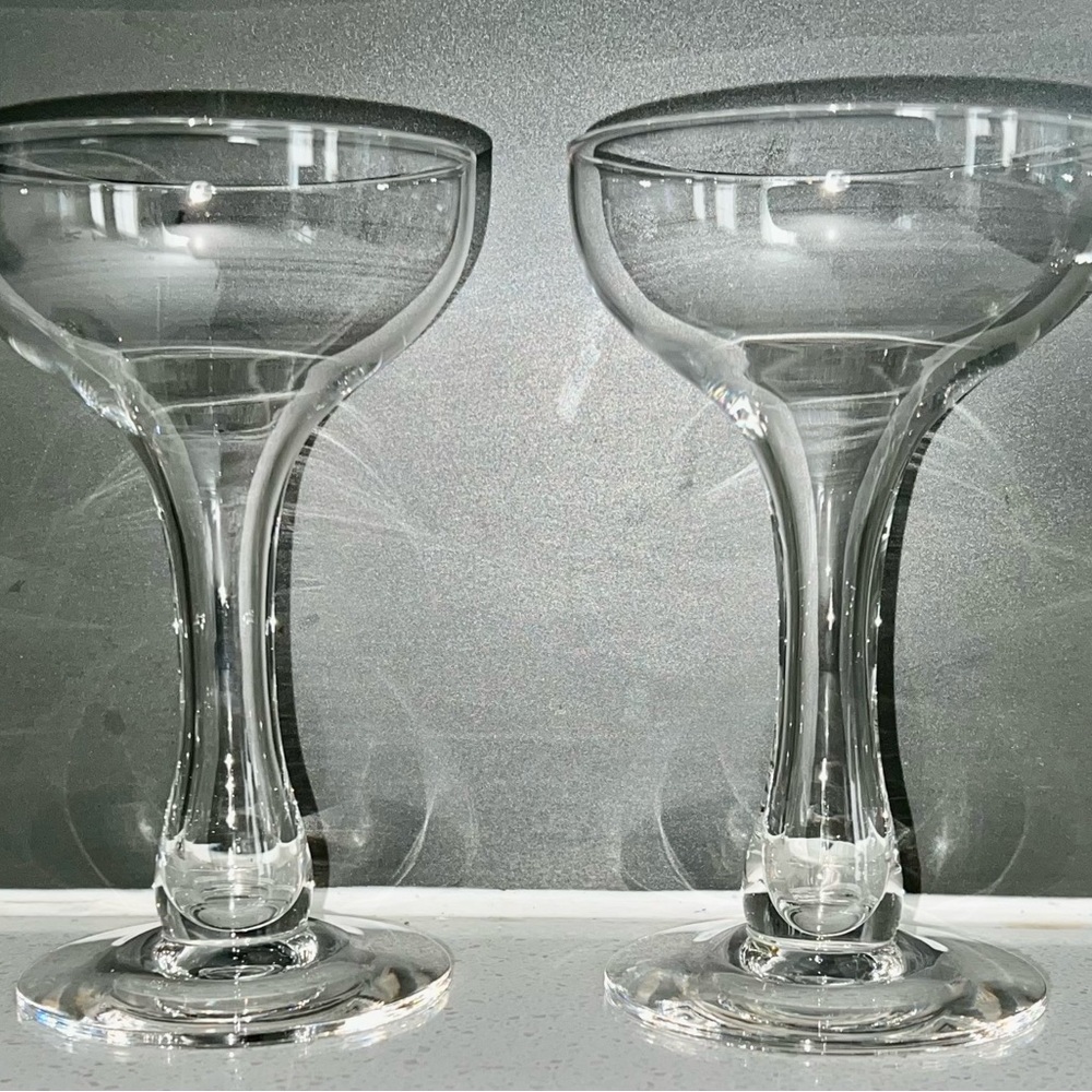 (4) Vintage 1960s hollow stem champagne glasses